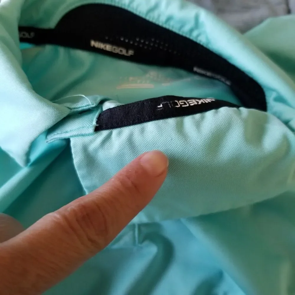 Nike Golf Tour Performance Mens Medium Aqua Teal Black Active‎ Dri-Fit Polo